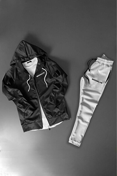 ByFourMan Black Men's Printed Scuba Bottom Top Tracksuit Set