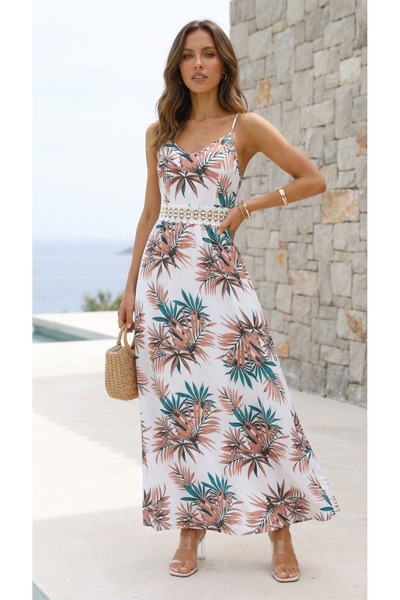 Modayakamoz New Season Women's Summer Long Single Jersey Dress with Rope Stra...