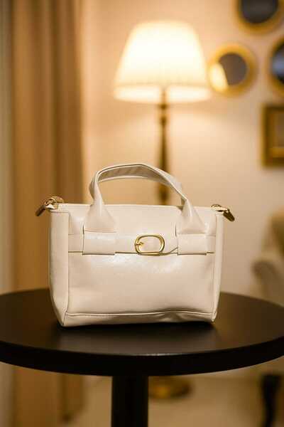 METEBAGS Rugan Suni Deri Detaylı Fermuarlı El & Omuz Çantası