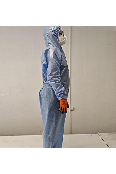 white guard Hooded Protective Coverall Laminated Disposable Blue Liquid Proof...
