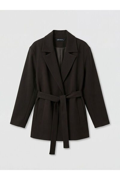 LC Waikiki Brown Jacket Collar Belted Women's Coat