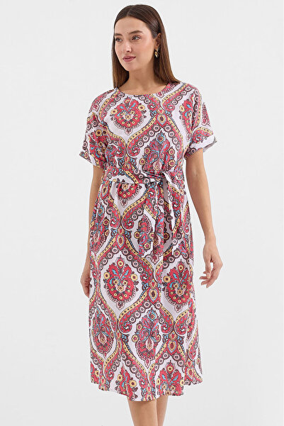 Merterium Women's V-Neck Slit Knitted Dress 1380 Nar