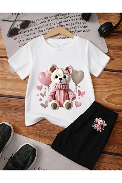 Kids Καλοκαιρινό σετ δύο τεμαχίων για κορίτσια με στάμπα αρκουδάκι