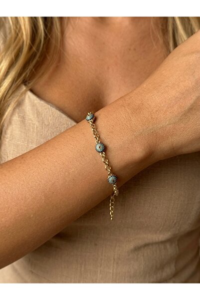 İNN JEWELLERY سوار من الفولاذ مقاوم للتلطيخ ومضاد للحساسية مع شكل عين شريرة (...