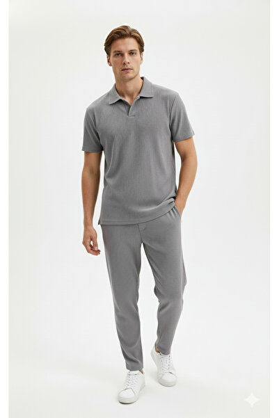 Fifty Color Premium Unisex Corduroy Polo Collar T-Shirt and Sweatpants Set