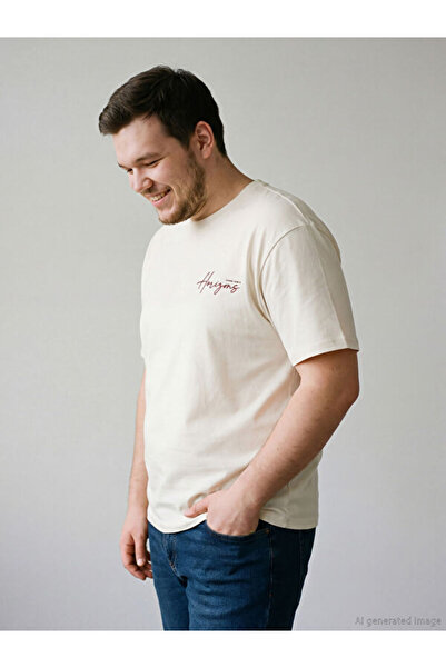 LC Waikiki RMZ GİYİM FARKIYA تي شيرت رجالي من القطن الممشط بطباعة ياقة روبا ف...