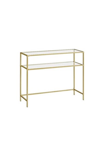 OEM Consolă Hendrix, Auriu, 100x35x80 cm, Blat din sticlă securizată