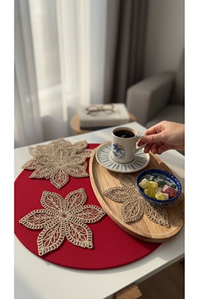 KÜTAHYA HOME 6 τεμάχια κεντημένες χαρτοπετσέτες κοκτέιλ και σουβέρ για ποτήρι...