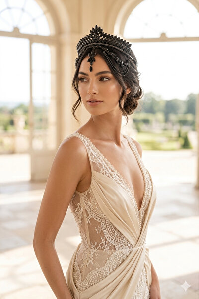 Limelia إكسسوار زي حفلة الهينا الليلية بتصميم تاج العروس مرصع بالكريستال