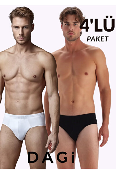 Dagi Ανδρικά εσώρουχα 100% βαμβακερά ασπρόμαυρα 4 τεμαχίων - Άνετα χτενισμένα...