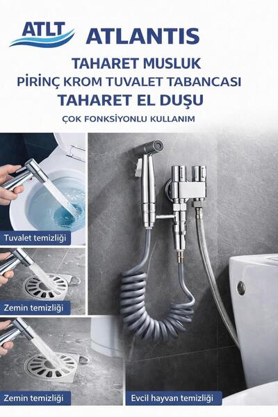 ATLT ATLANTİS TAHRET MUSLUK PRİNÇ KROM TUVALET TABANCASI TAHARET EL DUŞU ÇOK ...
