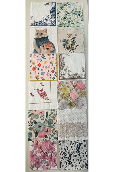 PEÇETE DÜNYASI Dekopaj Napkin for Hobby Work (12 Pieces Are Sent Individually)