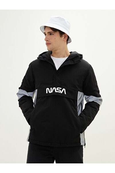 LC Waikiki Hanorac bărbătesc slim, cu glugă, cu imprimeu NASA, croială confor...
