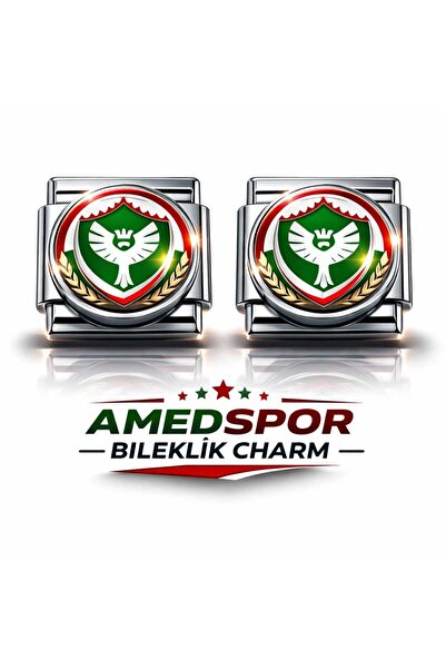 Bittox Amedspor Taraftar Logolu Bileklik İtalyan Charm- Çelik Bileklik Uyumlu...
