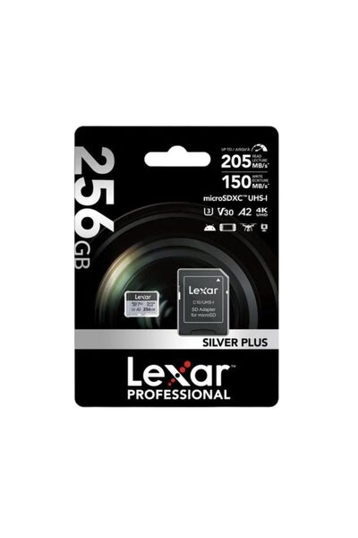 Knmaster Lexar 256GB Silver Plus 205MB 4K V30 Uhsı Micro Sd Hafıza Kartı