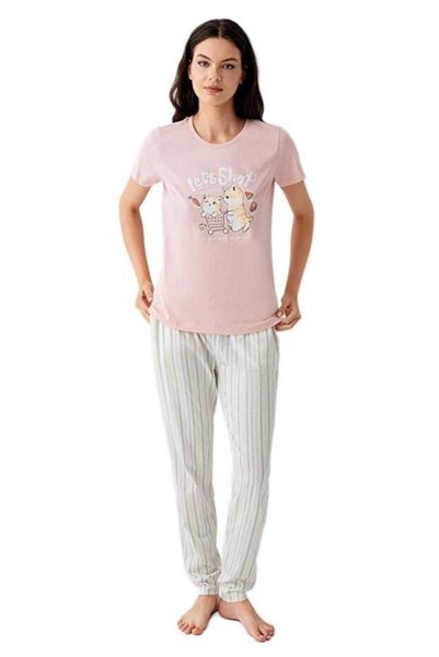 Pimody Anne-Kız %100 Pamuklu Kısa Kol Pijama Takımı(Anne-Çocuk Ayrı Ayrı Fiyatlandırılır)