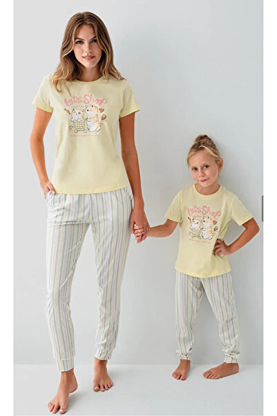 Pimody Mother-Daughter 100% Cotton Short Sleeve Pajama Set (Mother-Daughter S...