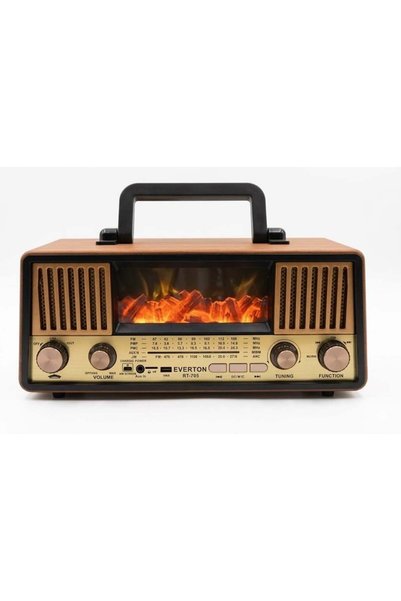 Çadır Dünyası Kamp Ekipmanları Çadır Dünyası Everton RT-703 Nostaljik Bluetooth Radyo - 4 Bantlı, Solar Panelli ve Dekoratif Alev E