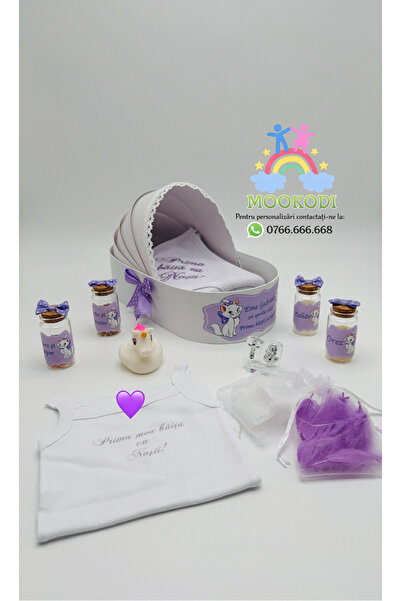 MOOKODI Set "Prima băiță cu nașii" personalizat - "Marie 1" mov