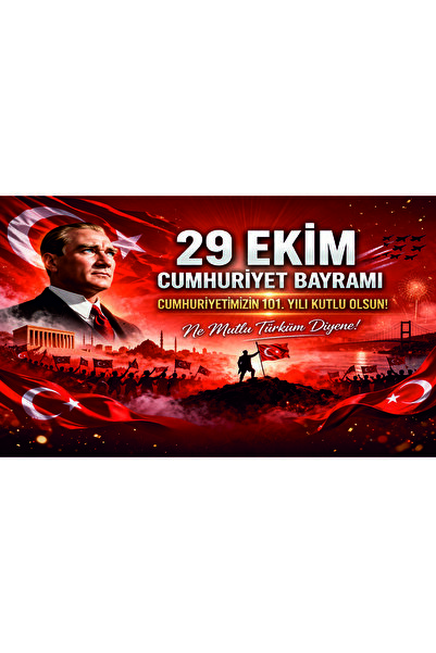 NEON Dijital Baskı Merkezi 29 Ekim Branda - Afiş - Poster - 100x200 Cm - Kişi...