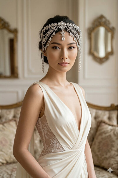 Limelia إكسسوار رأس العروس بتصميم خاص من حجر الكريستال وتصميم تاج العروس من ه...
