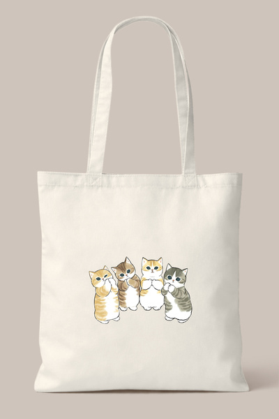 Hayali Şeyler Shy Cats Printed Cloth Bag