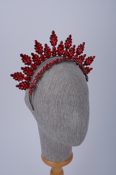 Limelia Κόκκινη Κρυστάλλινη Πέτρα Μοντέλο Sunburst Αξεσουάρ Γάμου με Στέμμα Ν...