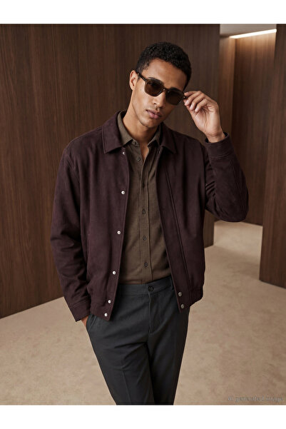 LC Waikiki Men's Suede Jacket in a Classic Fit