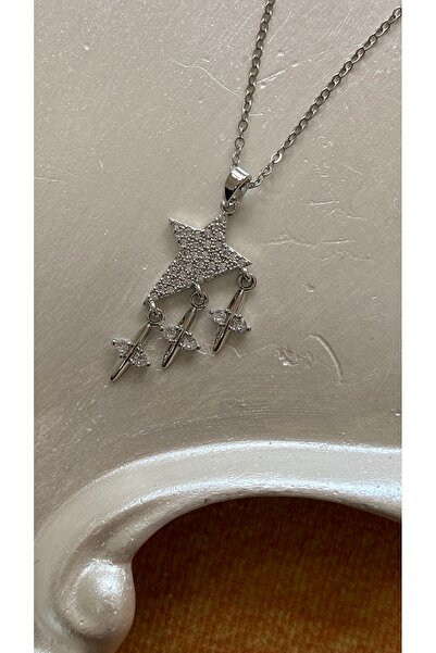 SELUVİA قلادة نسائية من الفولاذ الفضي على شكل نجمة الشمال |   قلادة بتصميم نج...