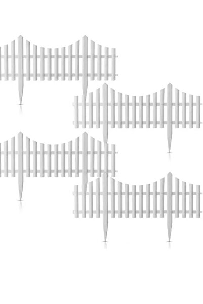 Z Store Set de 4 garduri decorative din plastic, 60.5x32.5 cm, Alb - 242 cm t...