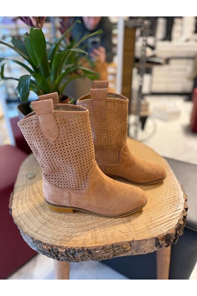 POTEEN Gobi Women's Suede Short Heel Perforated Laser Cut Fashion Summer Boot...