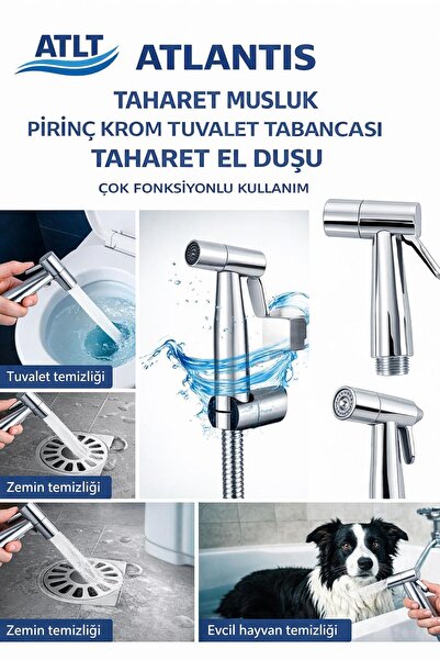 ATLT ATLANTİS TAHRET MUSLUK KROM TUVALET TABANCASI TAHARET EL DUŞU ÇOK FONKSİ...
