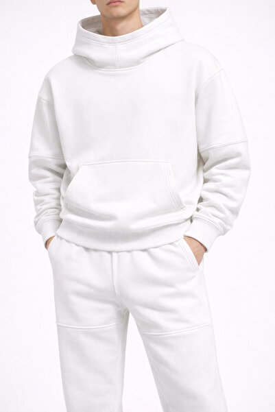 vulgariromania Men's Oversized Thick Padded Tracksuit – Casual White/Black Sw...