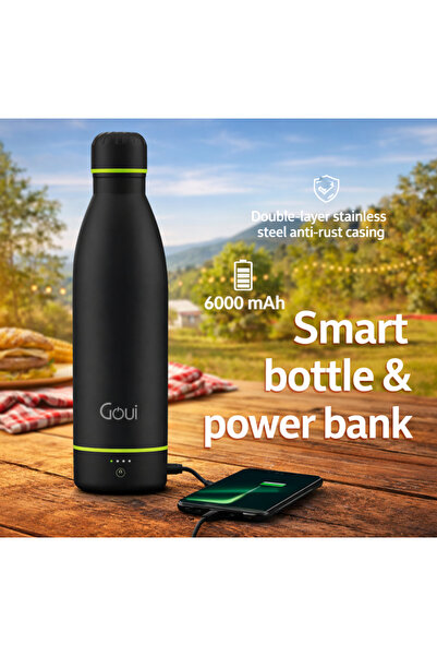 gen 420ml Smart Insulated Water Bottle with 6000mAh Power Bank 5W Wireless Ch...