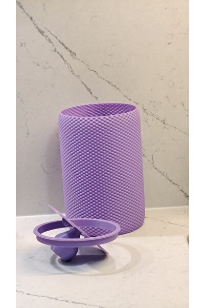 NESLİDEKOR Modern Geometrik Dokulu Döner Kapaklı Masaüstü Çöp Kutusu- 18 cm -...