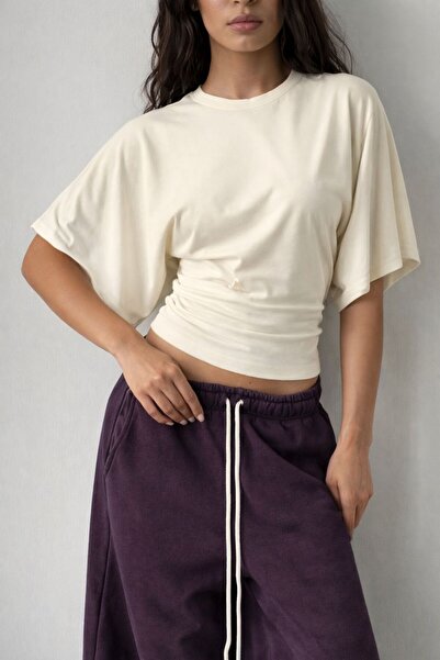 Hira Clothing Памучна блуза/тениска/топ с широки ръкави и връзка на талията