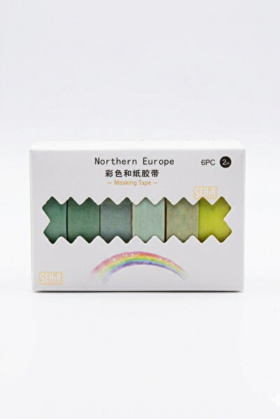 Şehir Online Mağazacılık Green Series: Northern Europe 6-Piece Washi Tape Set...