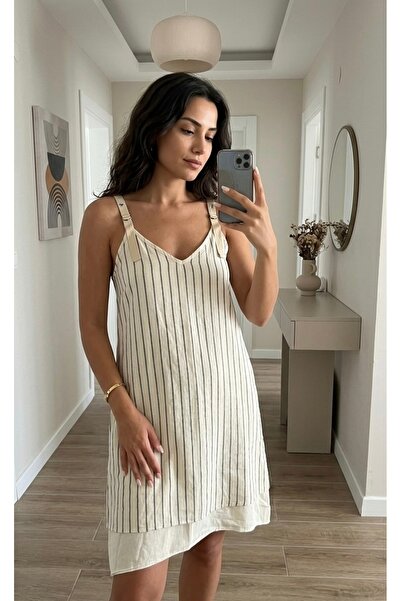 BİLGENS BUTİK Women's Muslin Fabric Strap Dress