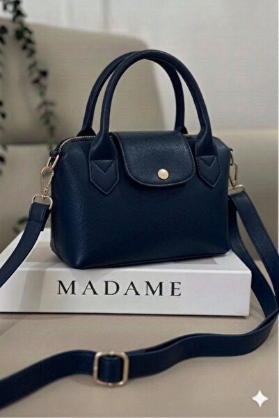 Madame Lacivert & Mini Deri Kadın Çapraz Askılı Çanta 24x15 CM