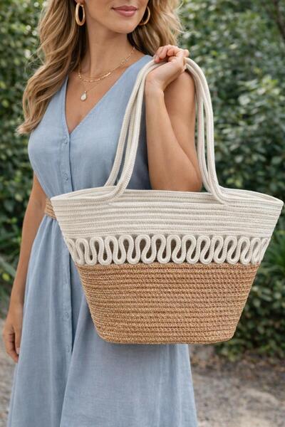 Namteks τσάντα παραλίας, τσάντα ώμου, τσάντα από γιούτα, ψάθινη τσάντα