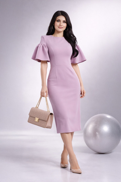 Stylish Fashion Stylish Fashion Turkish Style Lavender Midi Dress Featuring a...