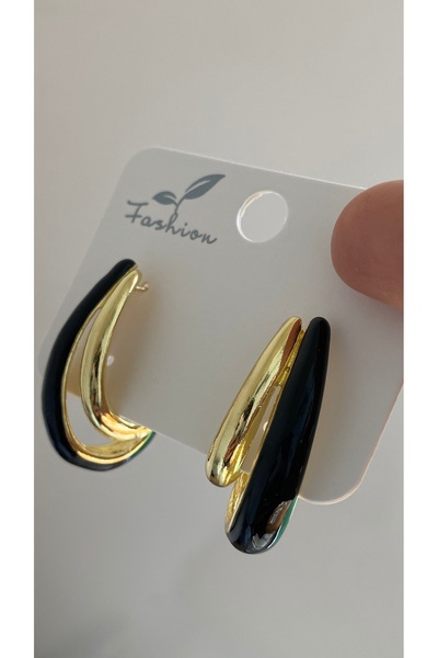 SELUVİA أقراط ذهبية كبيرة للنساء بتصميم عتيق - مع حجر أسود في الوسط، تصميم أن...