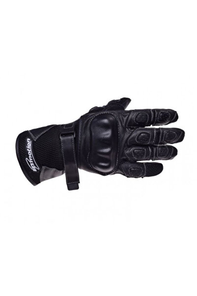 İnmotion Long leather/textile motorcycle gloves, black color, size XL