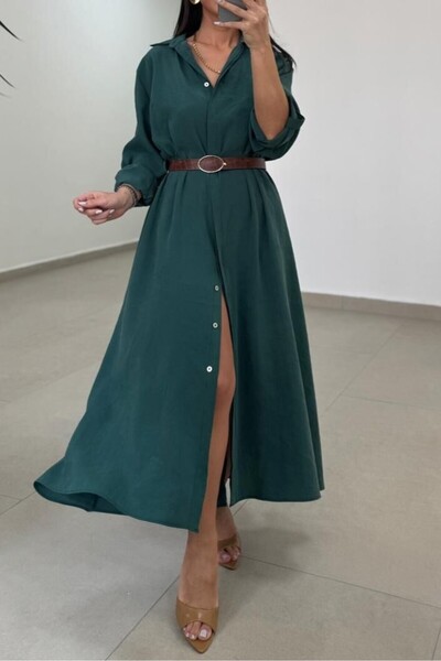 Suziş Belted Oversized Shirt Dress Standard Size 3270