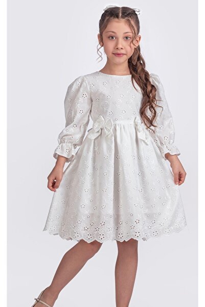 Pina Kids Devojčica, elastična haljina sa dugim rukavima i čipkastom trakom E...