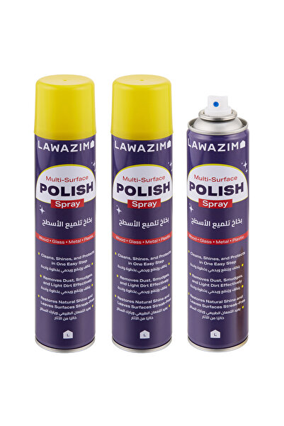 Lawazim 3Piece Multi-Surface Polish Spray - 250ml -Streak Free All Purpose Fu...