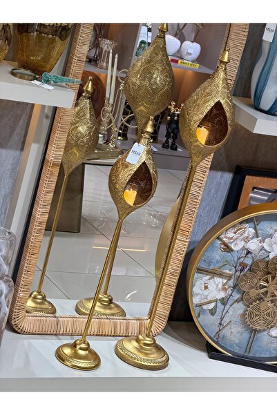 YASAR CONCEPT Lunor Metal Ayaklı Yer Feneri Set 86 Cm ve 109 Cm