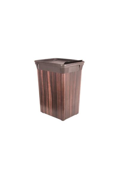St Morritz 20 L Siyah Ahşap Görünümlü Plastik Çöp Kovası, Pratik ve Şık Tasarım