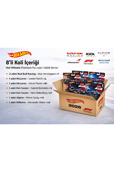 HOT WHEELS مجموعة سيارات فورمولا 1 2026 الفاخرة من السلسلة 8: ريد بول، ماكلار...