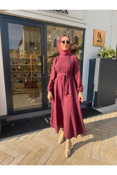 MissWhence 39844 Belted Women's Dress Burgundy